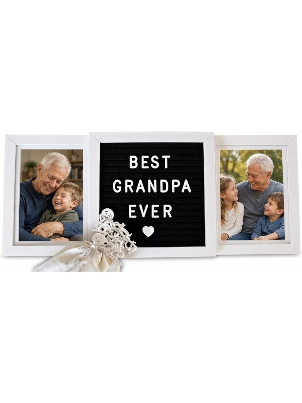 Custom Double Picture Frame for Grandparents - Personalized Photo Gift from